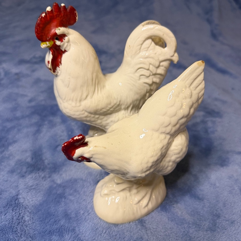 Vintage ceramic chicken and rooster ‎ lot of 2
